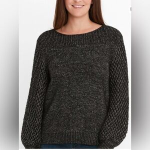 Woman’s Tommy Bahama Black & Gold Thread Knit Crew Neck Sweater